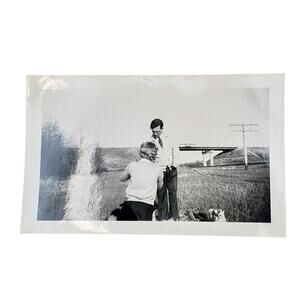Vtg Man & Woman Having Picnic Original Monochrome Photography Found Snapshot